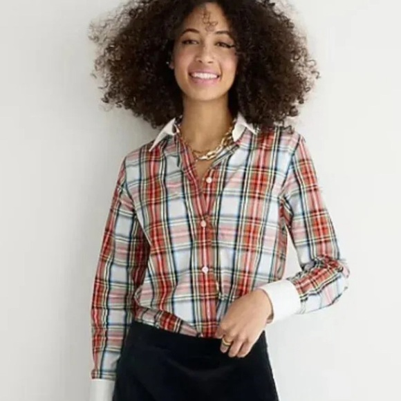 J. Crew Tops - J Crew Classic Fit Plaid Poplin Button Down Shirt in Snowy Tartan Plaid